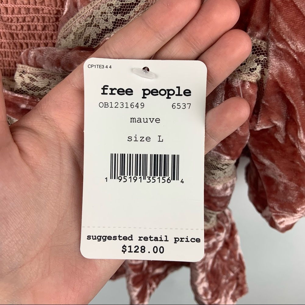 Free People Pink Velvet Yours Truly Mauve Crop Top - Picture 6 of 10
